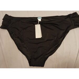 NEW Coastal Blue Women's Plus Size Solid Black Swim Bikini Bottoms, Size‎ 3X